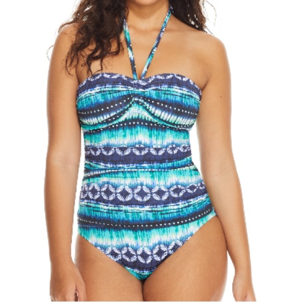 Bleu Rod Beattie Navy Bandeau Style One Piece Swim